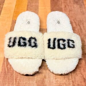 UGG Fluff Yeah Logo Slides – Cream (Women’s 8) 🔥MINT🔥​